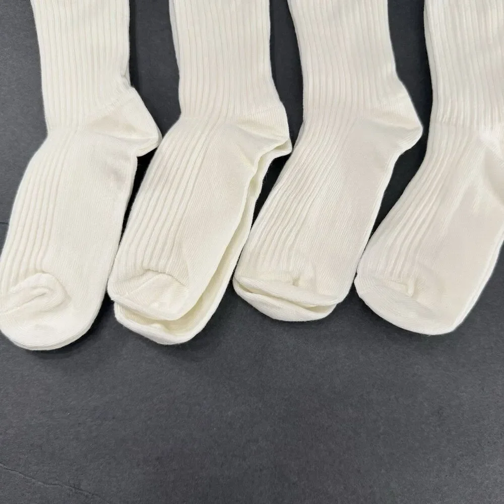 Kids  Tube Socks Unisex 4-Up Ivory School Uniform plain casual party 4 pairs
